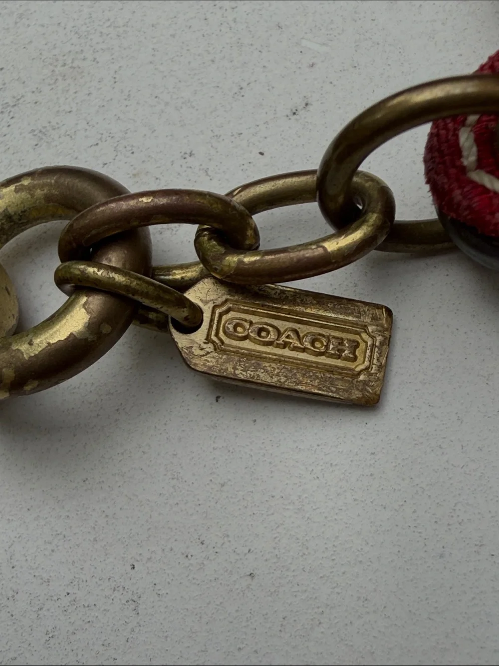 Coach Vintage Pink Signature Leather Cloth F lower Daisy Charm Fob Rare